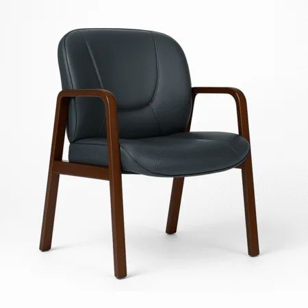 Offices to Go 11770B Luxhide Guest Chair with Wood Accents