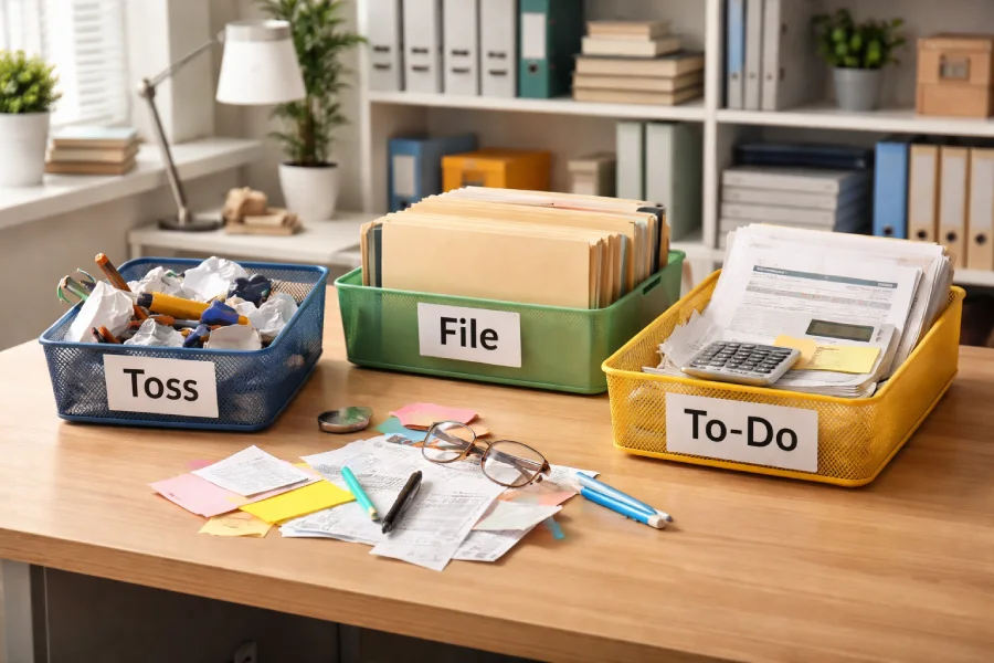 how to organize office desk