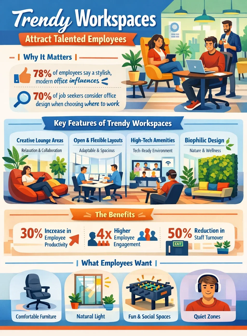 Trendy Workspaces Attract Talented Employees Infographic