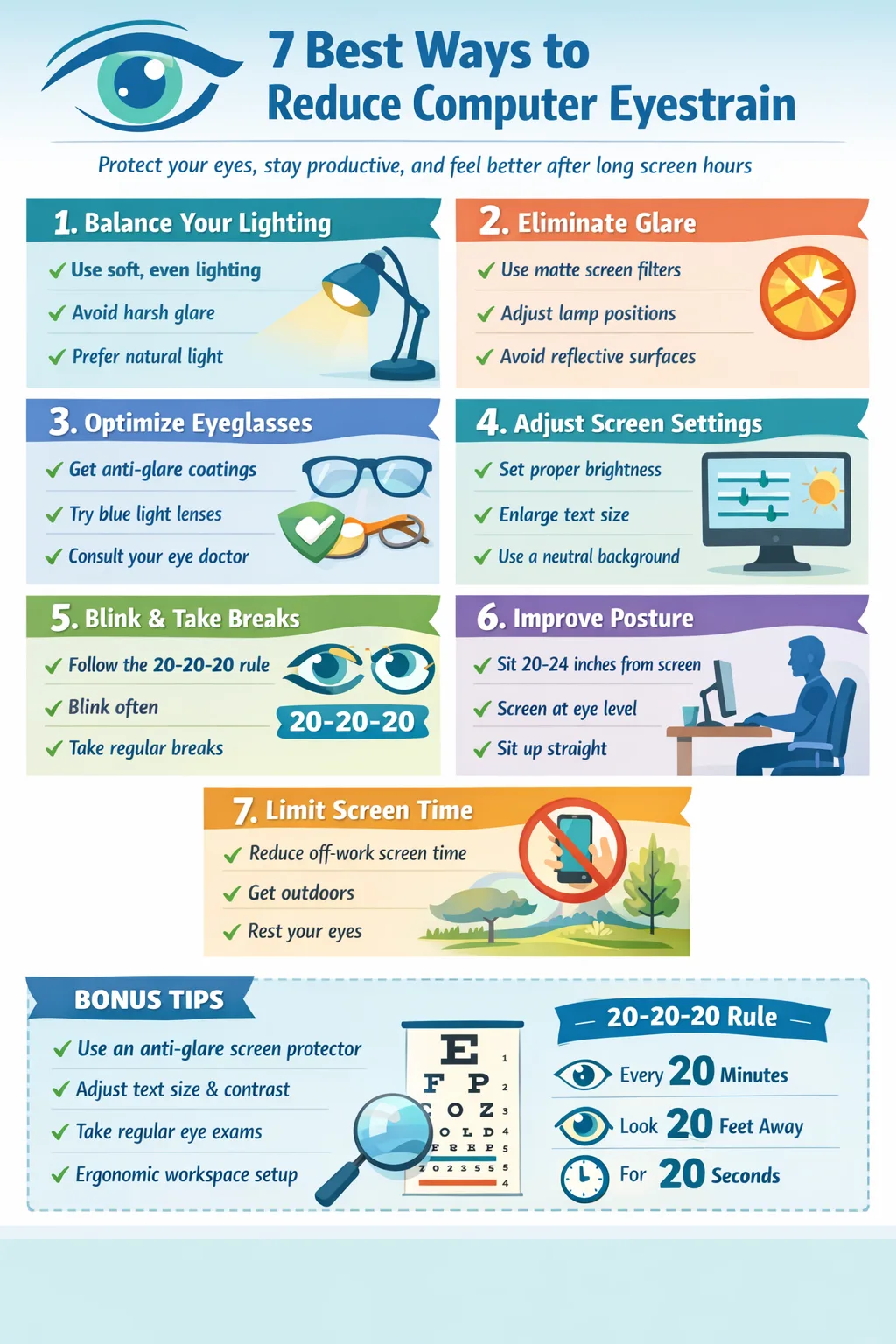 7 SMART WAYS TO REDUCE COMPUTER EYESTRAIN Infogtaphic
