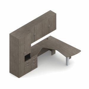 L-shaped Zira Laminate Typical With Personal Tower And Overhead Storage