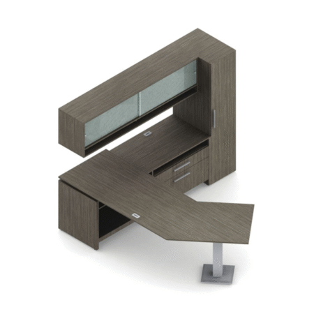 L-Shaped Princeton Typical With Overhead Storage, Wardrobe And Credenza