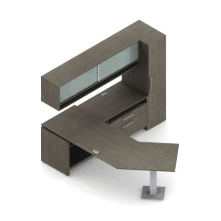 L-Shaped Princeton Typical With Overhead Storage, Wardrobe And Credenza