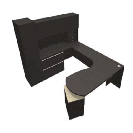 U-Shaped Verde Typical With Storage Hutch And Personal Tower