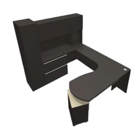 U-Shaped Verde Typical With Storage Hutch And Personal Tower