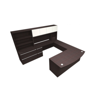 Verde Typical With Bowfront U-shaped Desk, Lateral File Storage and Hutch