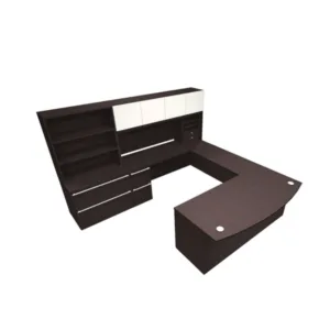 Verde Typical With Bowfront U-shaped Desk, Lateral File Storage and Hutch