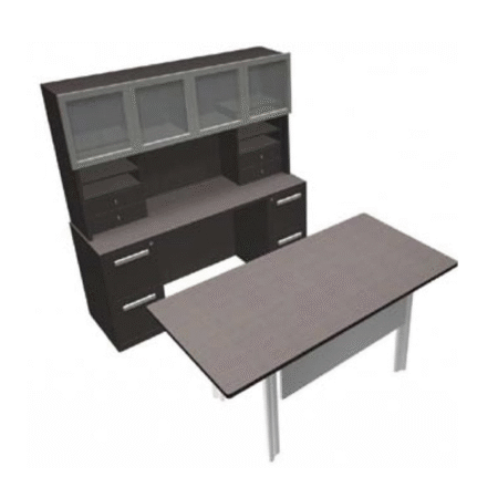 Verde Typical With Rectangular Table Desk, Credenza And Storage Hutch