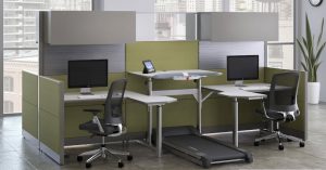 lifespan treadmill desk configured with friant cubicles