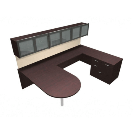 Amber Typical With Bullet Shaped Desk, Wall Mounted Hutch And File Storage