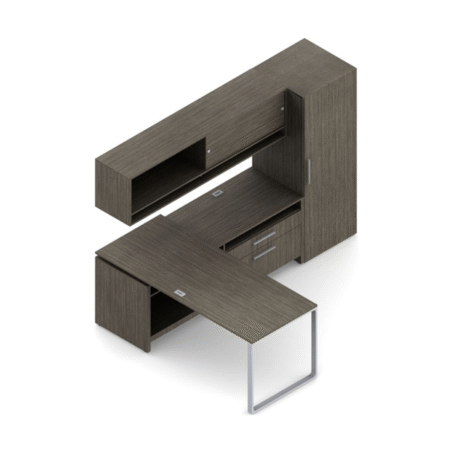 L-shaped Princeton Typical With Overhead Storage, Wardrobe, Bookcase And Credenza