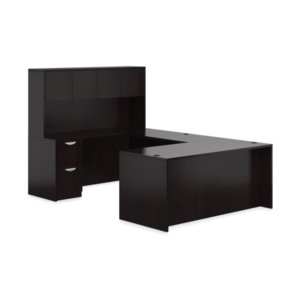 U-shaped Offices To Go Laminate Typical With Credenza And Closed Overhead Hutch