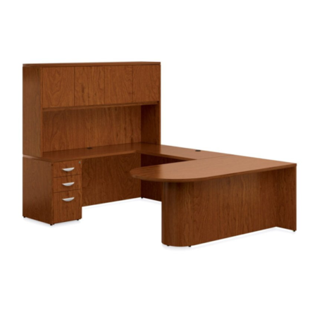 Ventnor U-shaped Offices To Go Veneer Typical With Credenza And Closed Overhead Hutch