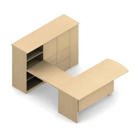 U-shaped Dufferin Veneer and Laminate Typical With Credenza, Overhead Hutch And Storage Cabinets