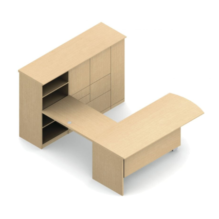 U-shaped Dufferin Veneer and Laminate Typical With Credenza, Overhead Hutch And Storage Cabinets