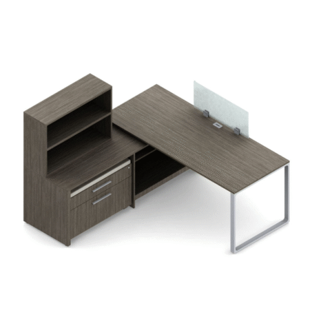 L-Shaped Princeton Typical With Credenza, Shelves And Lateral File