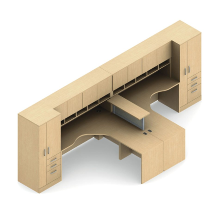 Two-Person Connected Adaptabilities Typical With Personal Towers and Overhead Hutch
