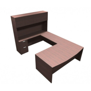 Jade Typical With U-shaped Bowfront Executive Desk, Credenza, File Storage And Closed Door Hutch