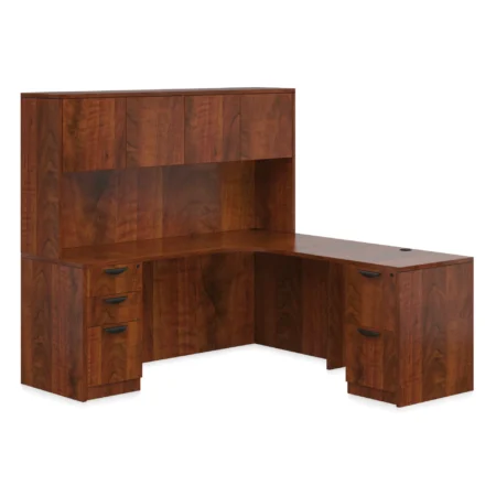 Offices To Go Laminate Typical With Executive Desk, Credenza, Box Files And Overhead Hutch