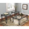 3 Piece Metal and Glass Reception Area Occasional Table Set
