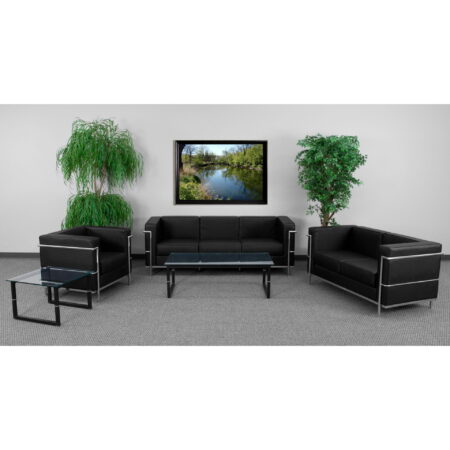 HERCULES Imperial Black Leather Reception Set