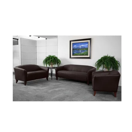 HERCULES Imperial Brown Leather Reception Set