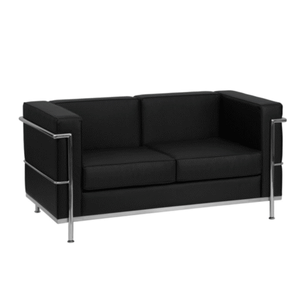 HERCULES Regal Series Contemporary Black Leather Loveseat