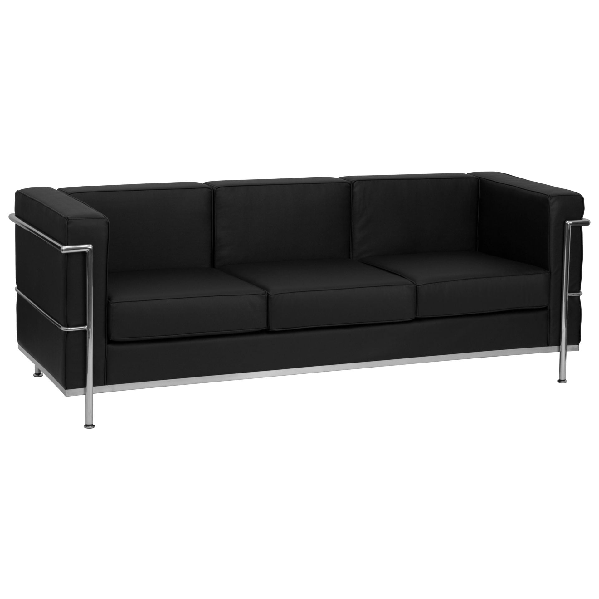 Modern Black Leather Sofa Baci Living Room