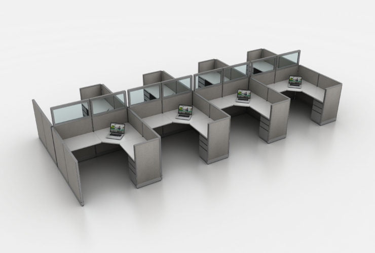 cubicles with glass panels