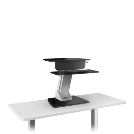ESI Lift WB Workstation with Wooden Base on a White Table