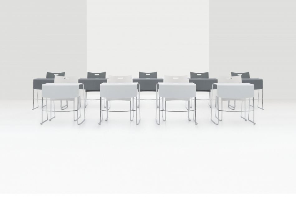 grey and white flip top training tables