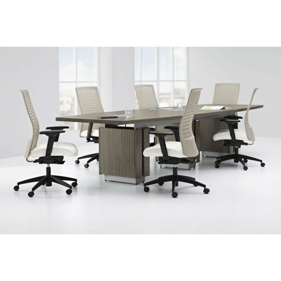 Zira Boardroom Table With White Executive Chairs