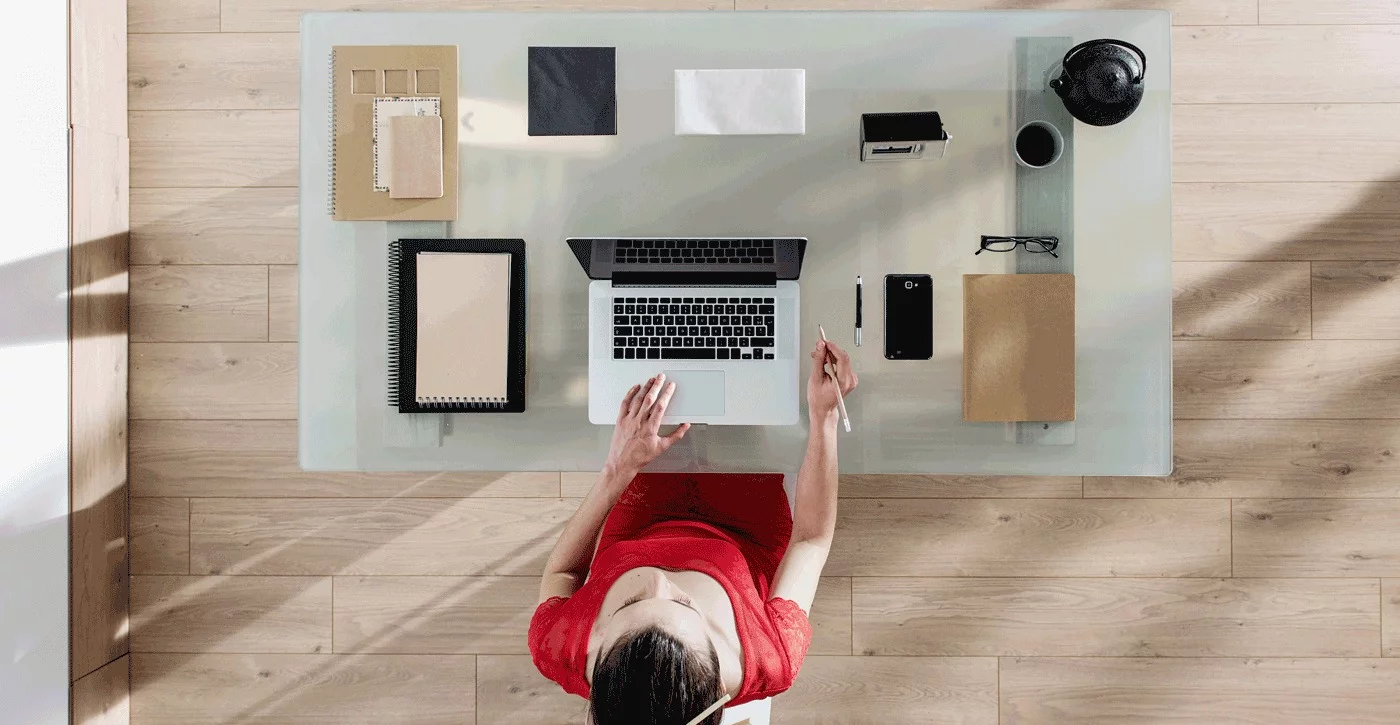 clean-organized-desk-top-aerial-view