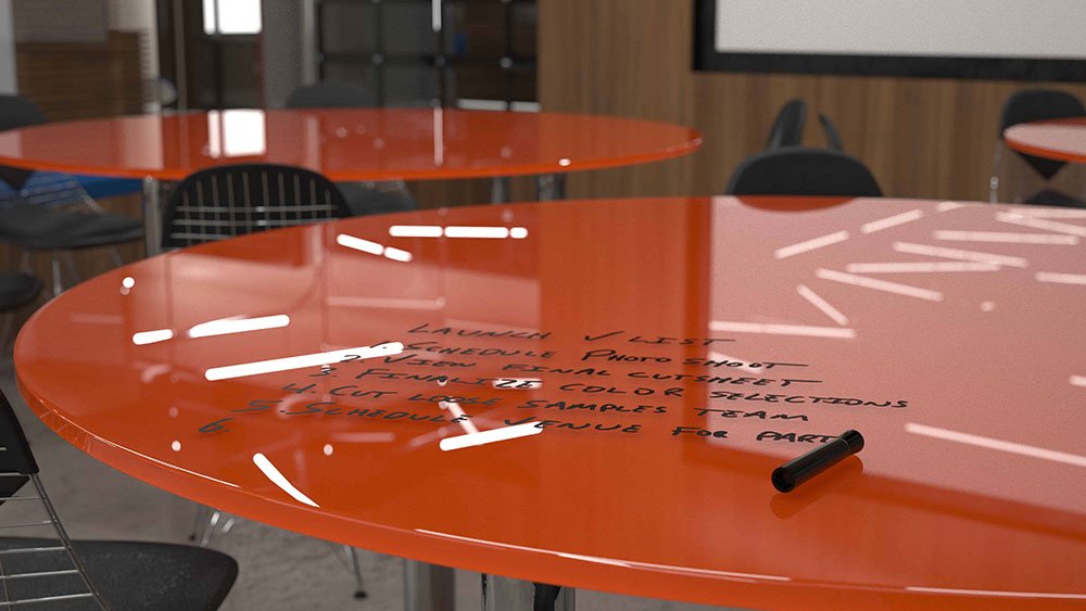 orange glassboard tabletop