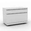 Quarter view of an ICON rolling drawer storage in white.