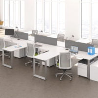 ICON Benching 8-Person Workstation with Eight 42" x 24" Returns (Double Run)