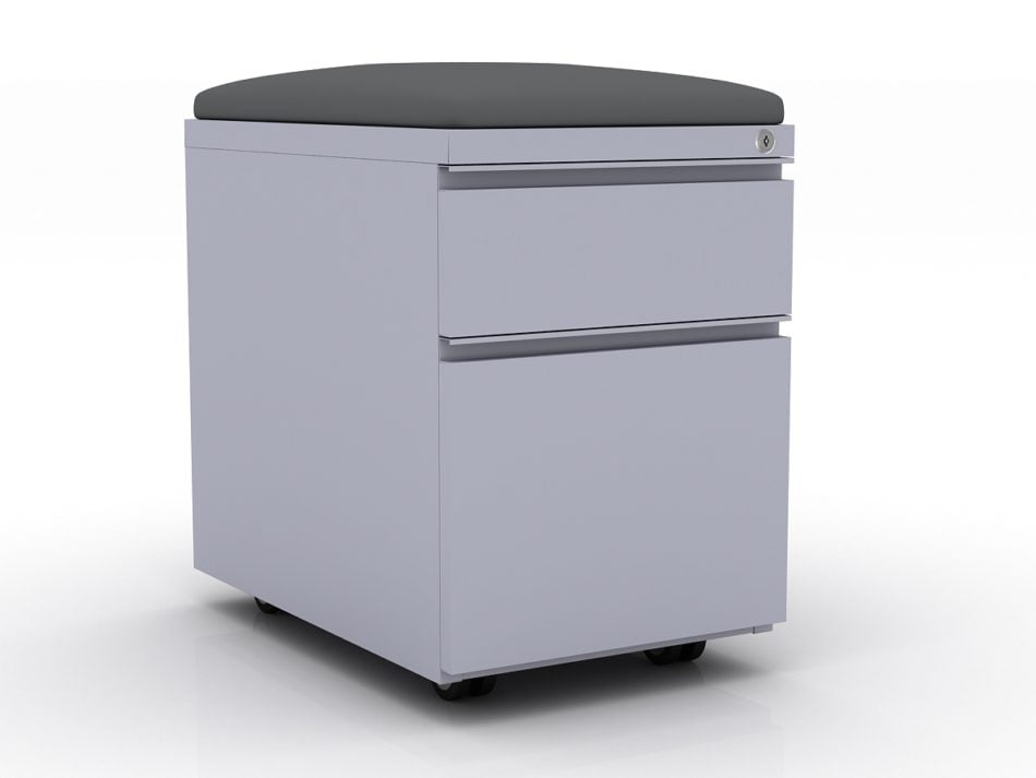 Quarter view of an ICON Pedestal Drawer Storage in Platinum.