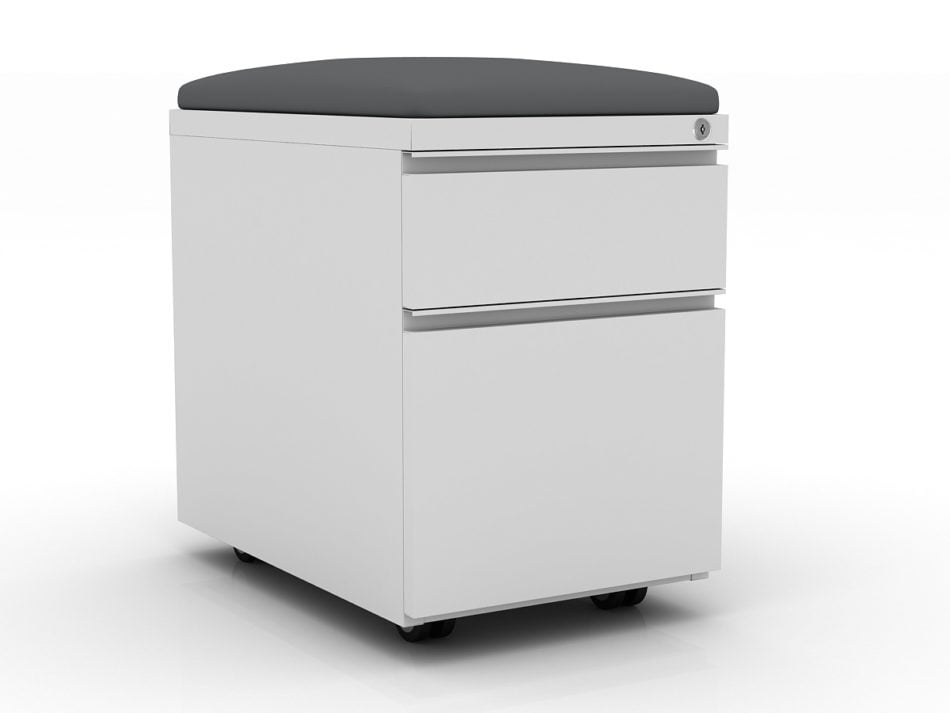 Quarter view of an ICON Pedestal Drawer Storage in White.