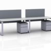 ICON 2-Pack Single Run Benching, with white background. Both workstations have pedestal drawers, to the user's right. This is our 60x30 inch bench, model IC029.