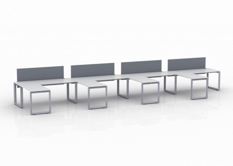 ICON 4-Pack Single Run Benching, four 42x24 inch returns jutting out. This is our 72x30 inch bench, model IC099.