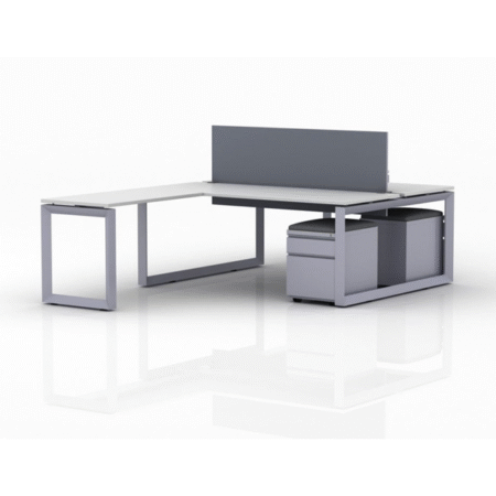 ICON Benching 2-Person Workstation with Twin 42" x 24" Returns (Double Run)