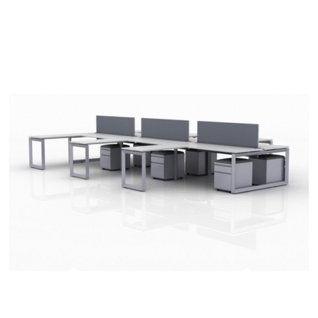 ICON Benching 6-Person Workstation with Six 42" x 24" Returns (Double Run)