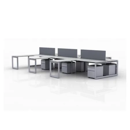 ICON Benching 6-Person Workstation with Six 42" x 24" Returns (Double Run)