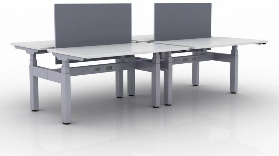KINEX 4-Pack Double Run Benching, created with height adjustment in 2 stages. Model KN002 is 48x30 inches, and placed on a white background.