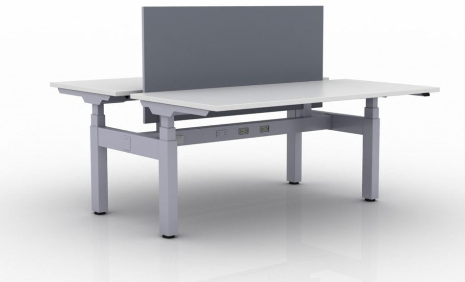 KINEX 2-Pack Double Run Benching, created with height adjustment in 2 stages. Model KN005 is 60x30 inches, and placed on a white background.