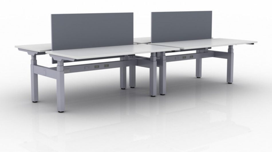 KINEX 4-Pack Double Run Benching, created with height adjustment in 2 stages. Model KN006 is 60x30 inches, and placed on a white background.