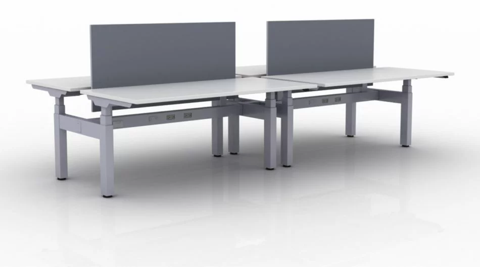 KINEX 4-Pack Double Run Benching, created with height adjustment in 2 stages. Model KN006 is 60x30 inches, and placed on a white background.