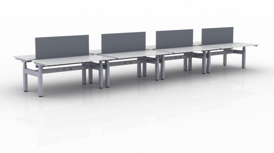 KINEX 8-Pack Double Run Benching, created with height adjustment in 2 stages. Model KN008 is 60x30 inches, and placed on a white background.