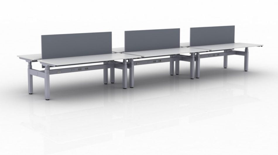 KINEX 6-Pack Double Run Benching, created with height adjustment in 2 stages. Model KN011 is 72x30 inches, and placed on a white background.