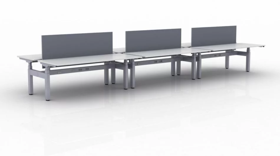 KINEX 6-Pack Double Run Benching, created with height adjustment in 2 stages. Model KN011 is 72x30 inches, and placed on a white background.
